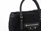 Balenciaga Black Shearling and Suede Papier Mini Tote Bag