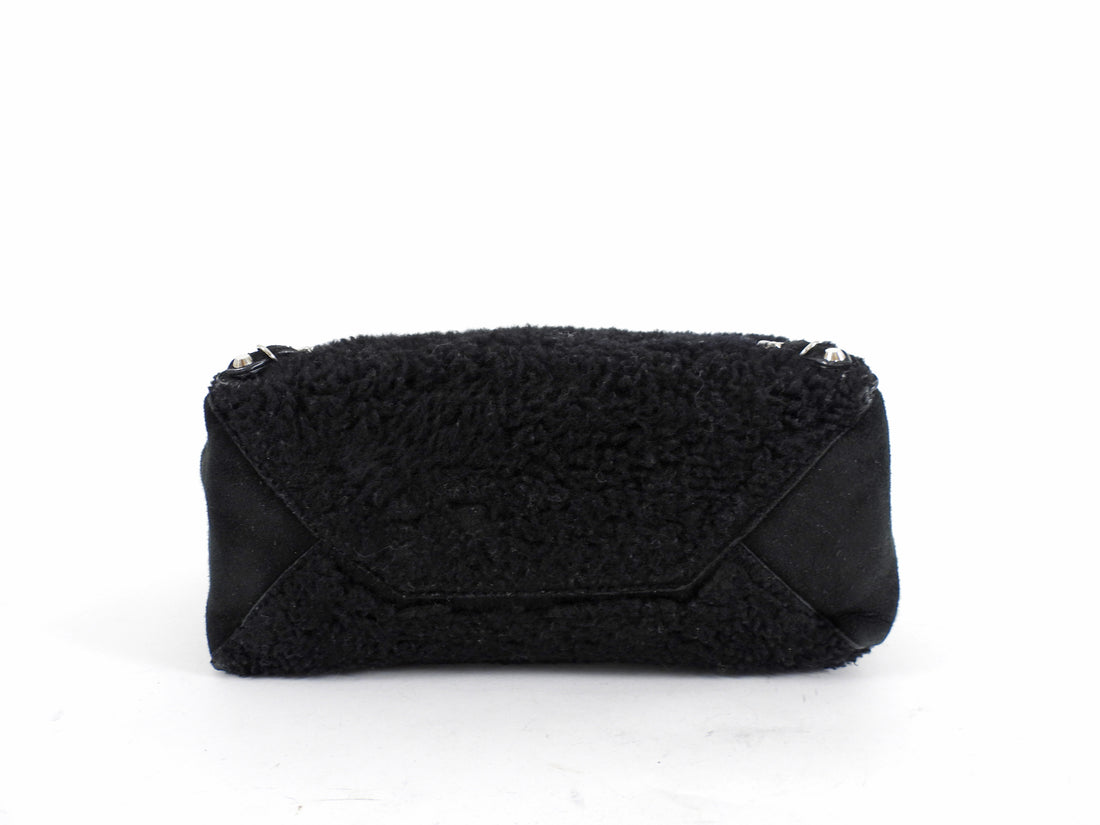 Balenciaga Black Shearling and Suede Papier Mini Tote Bag