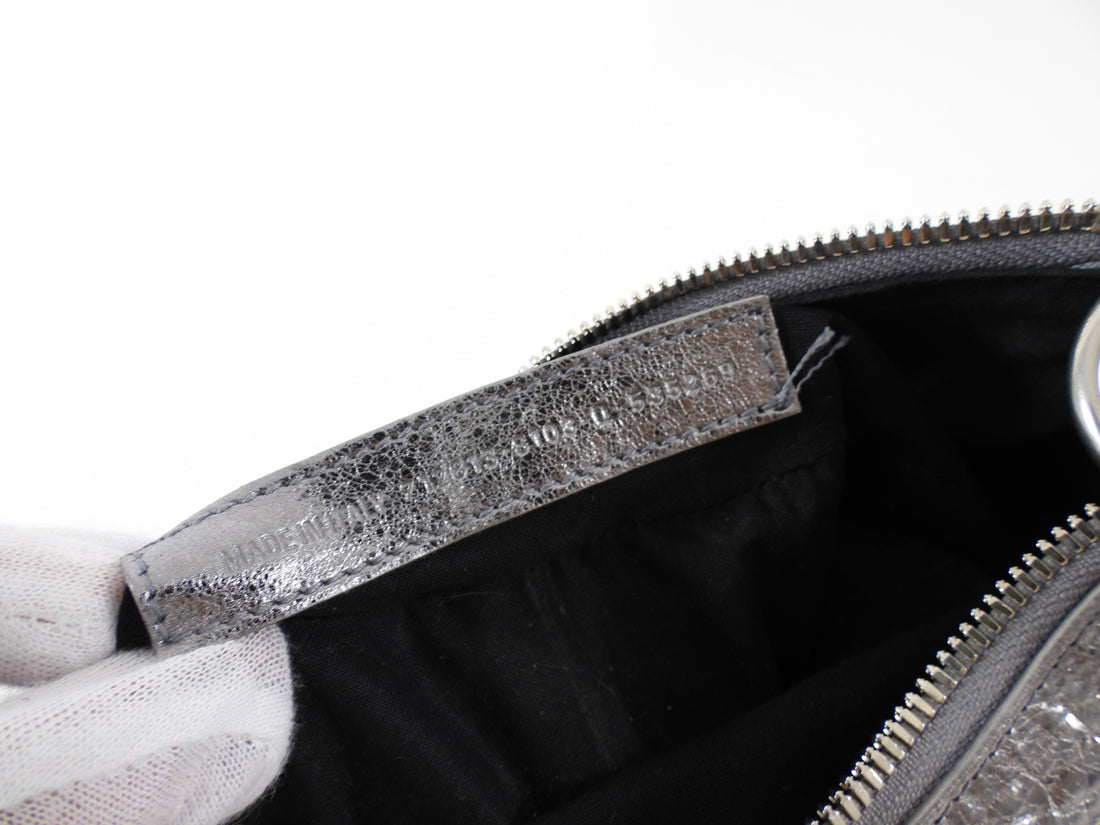 Balenciaga Silver Pewter Le Cagole XS Chain Satchel Bag