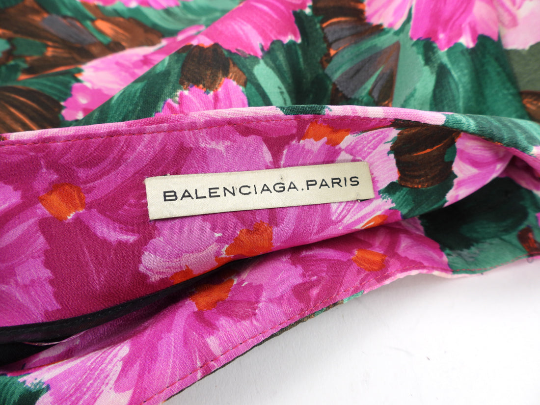 Balenciaga 2008 Pink and Green Floral Pencil Skirt - XS / 2