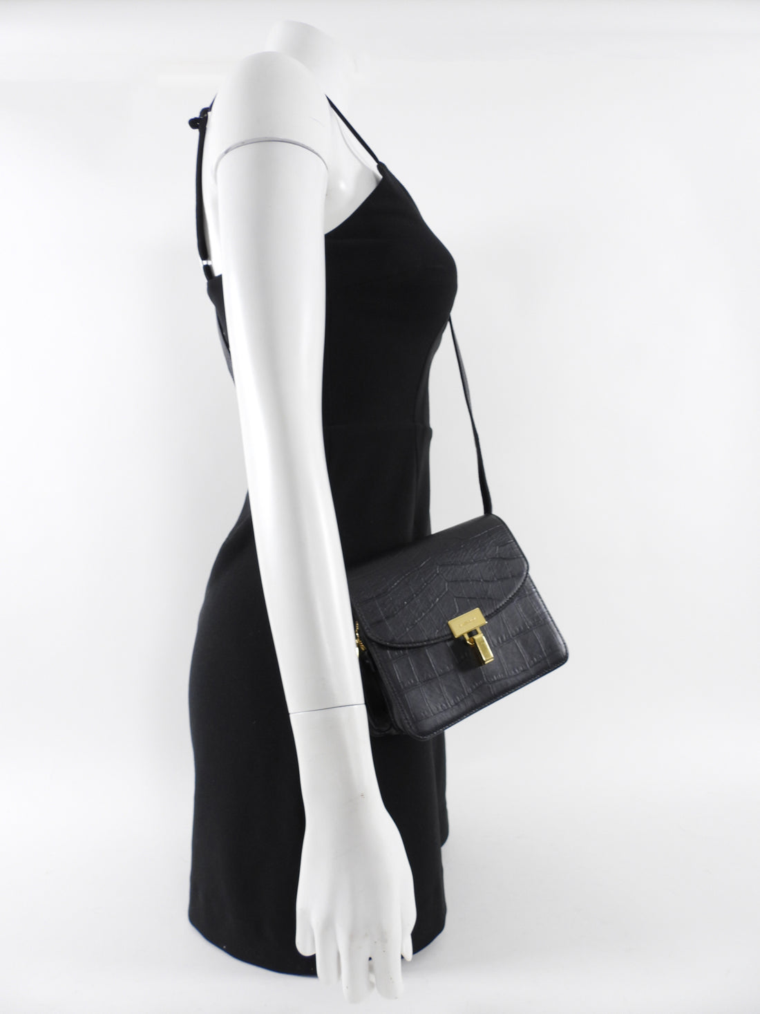 Balenciaga Black Embossed Leather Small Accordion Bag