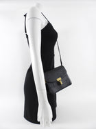 Balenciaga Black Embossed Leather Small Accordion Bag