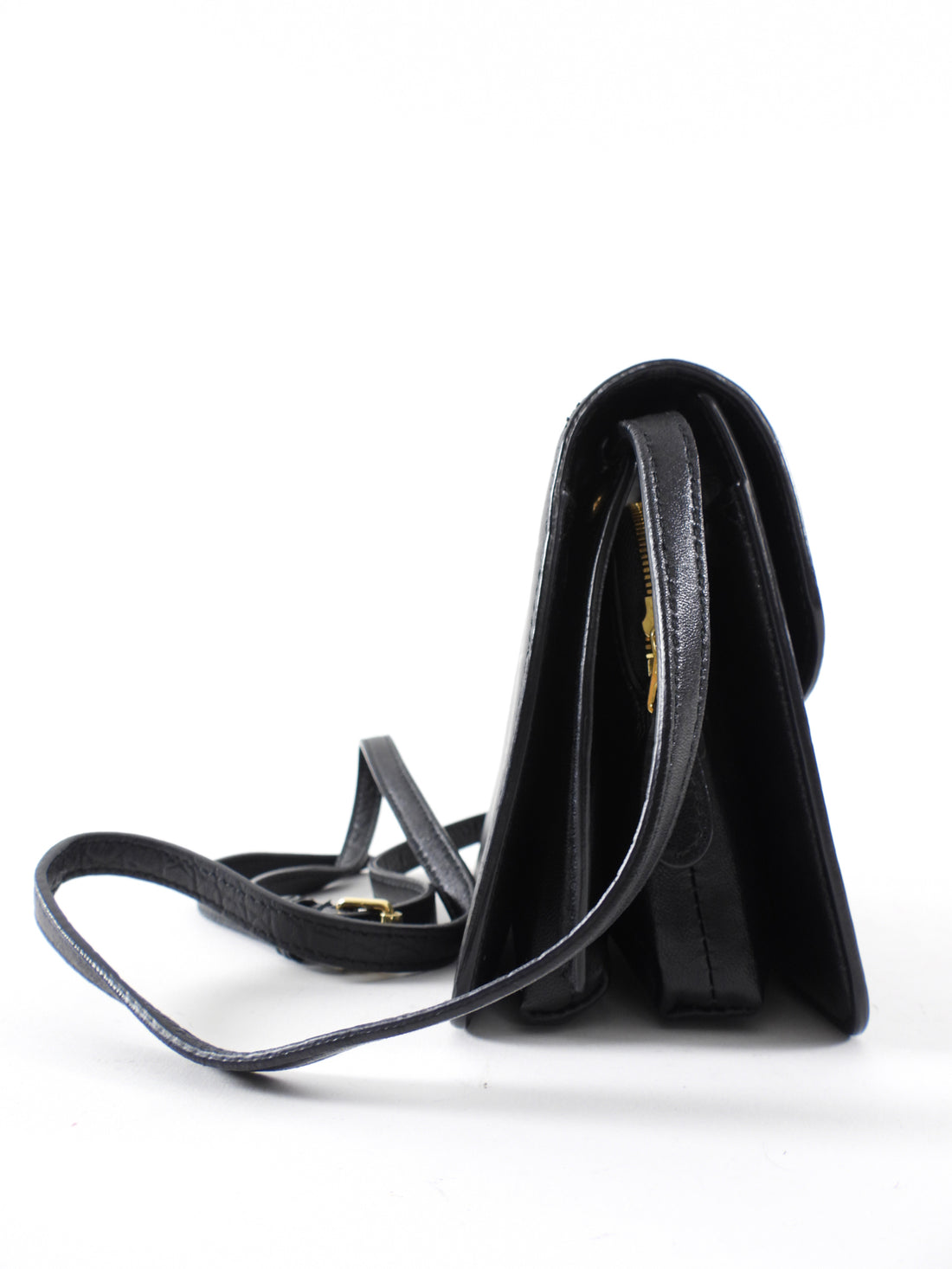 Balenciaga Black Embossed Leather Small Accordion Bag