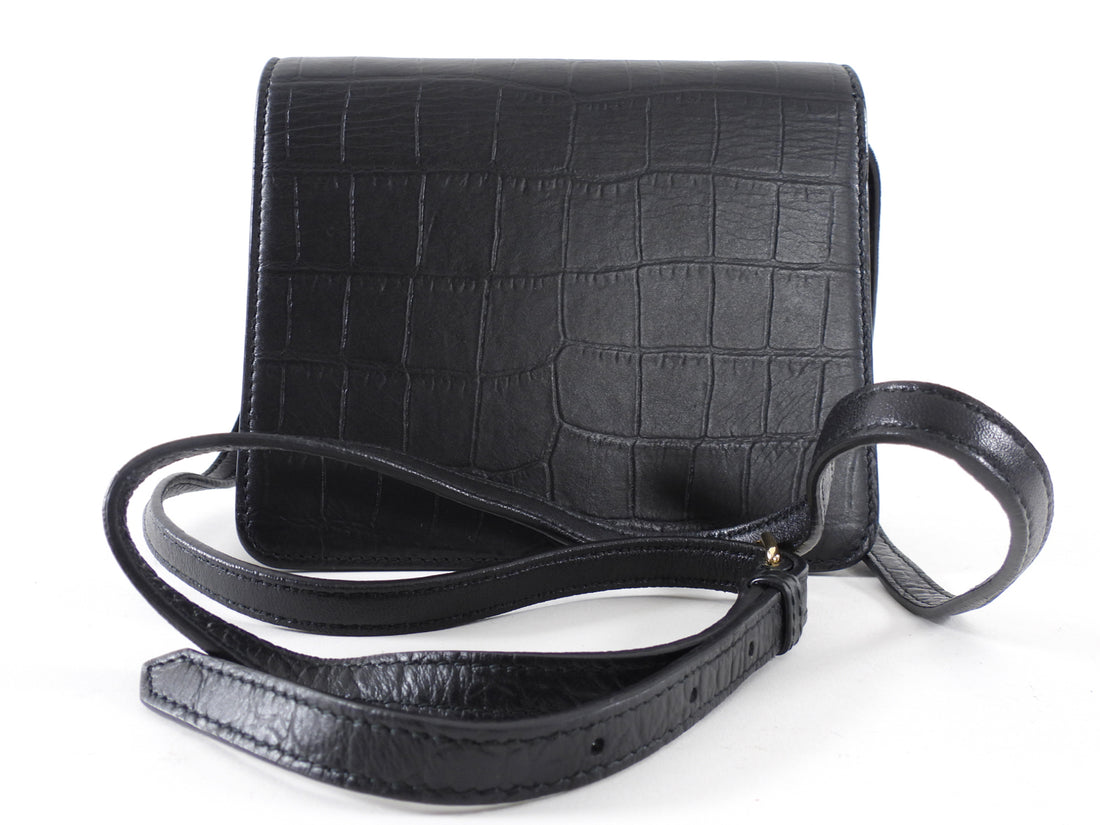 Balenciaga Black Embossed Leather Small Accordion Bag
