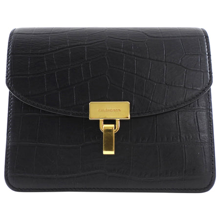 Balenciaga Black Embossed Leather Small Accordion Bag