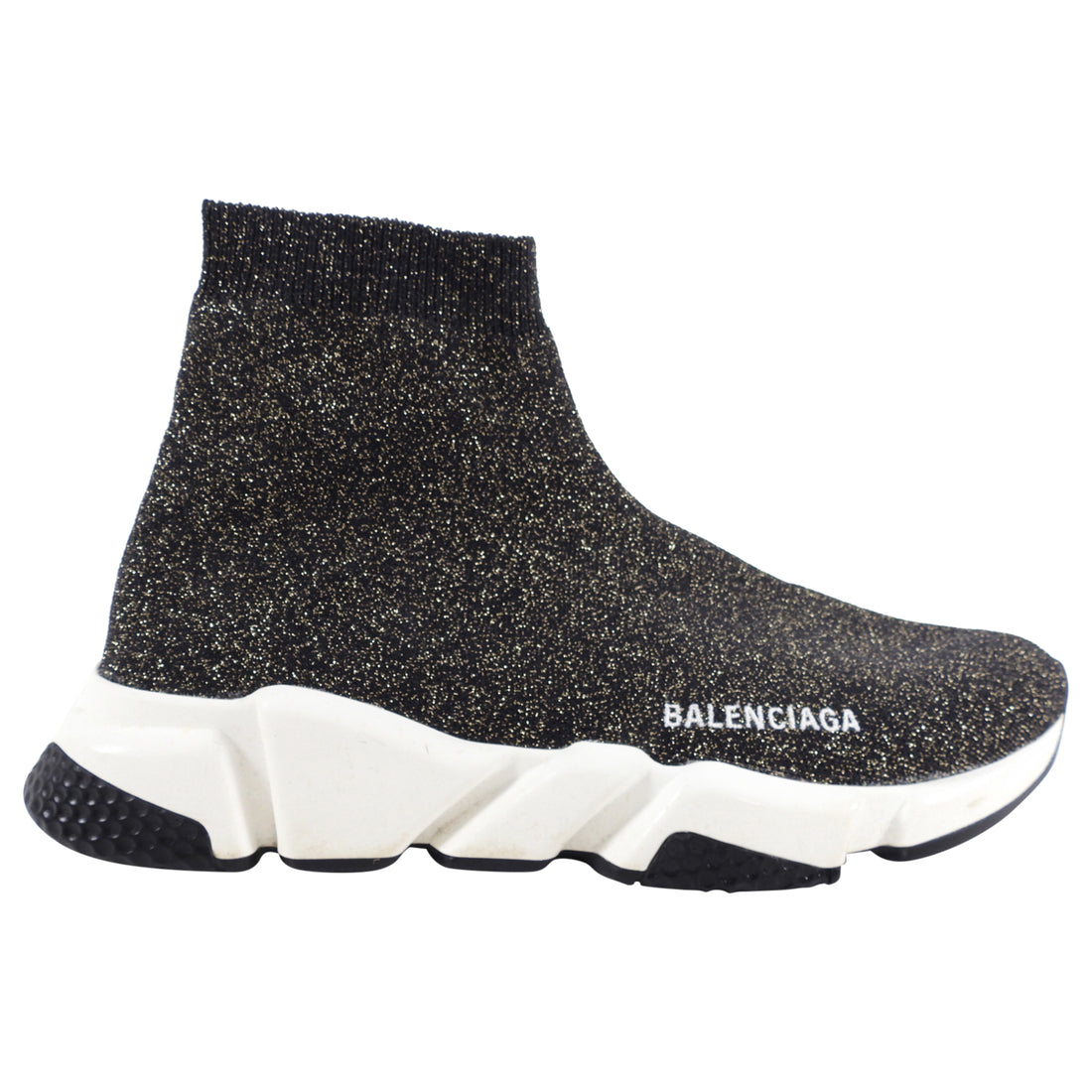 Balenciage Black Gold Glitter Speed Racer Sneaker - 41