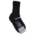 Balenciaga Black Sport Socks with White Logo - S (5-7)