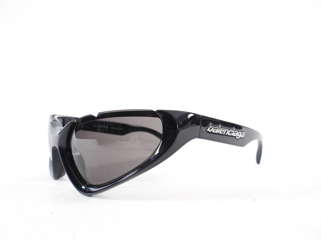 Balenciaga Black Acetate Cut Cat Eye BB0202S Sunglasses