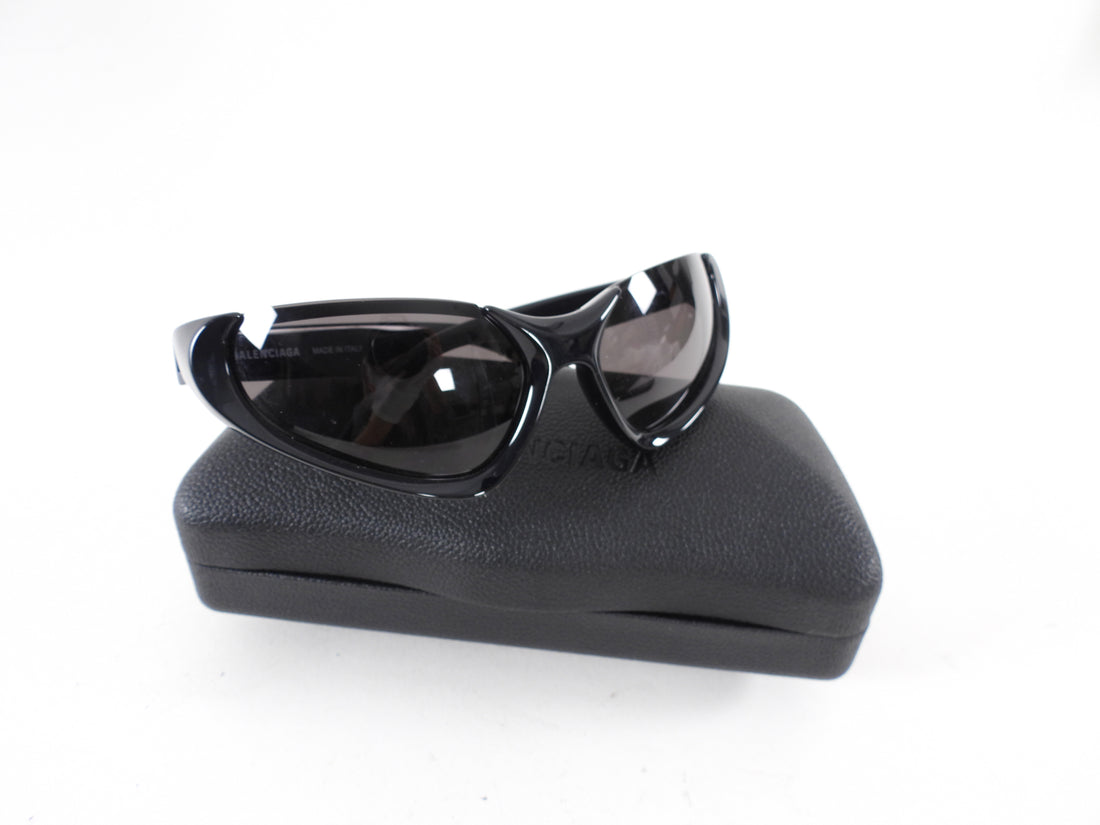 Balenciaga Black Acetate Cut Cat Eye BB0202S Sunglasses