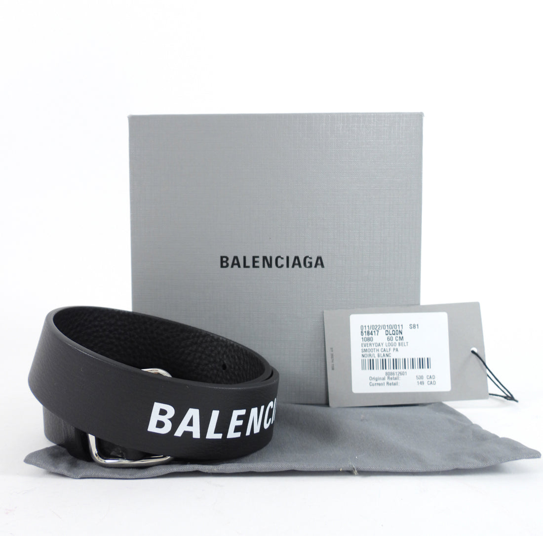 Balenciaga Black Leather Logo Belt - XS 65cm (21-25")