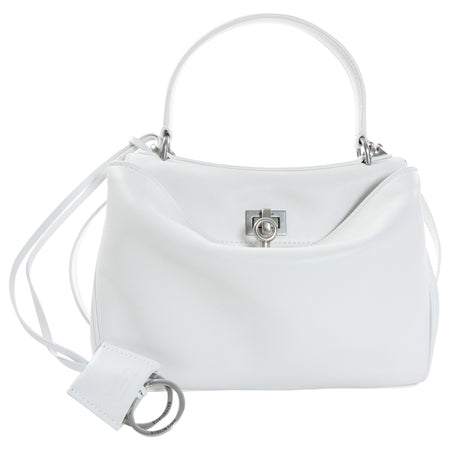 Balenciaga White Leather Mini Rodeo Two Way Top Handle Bag