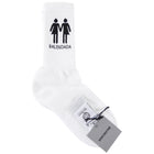 Balenciaga White Pride Tennis Graphic Logo Sport Socks - M