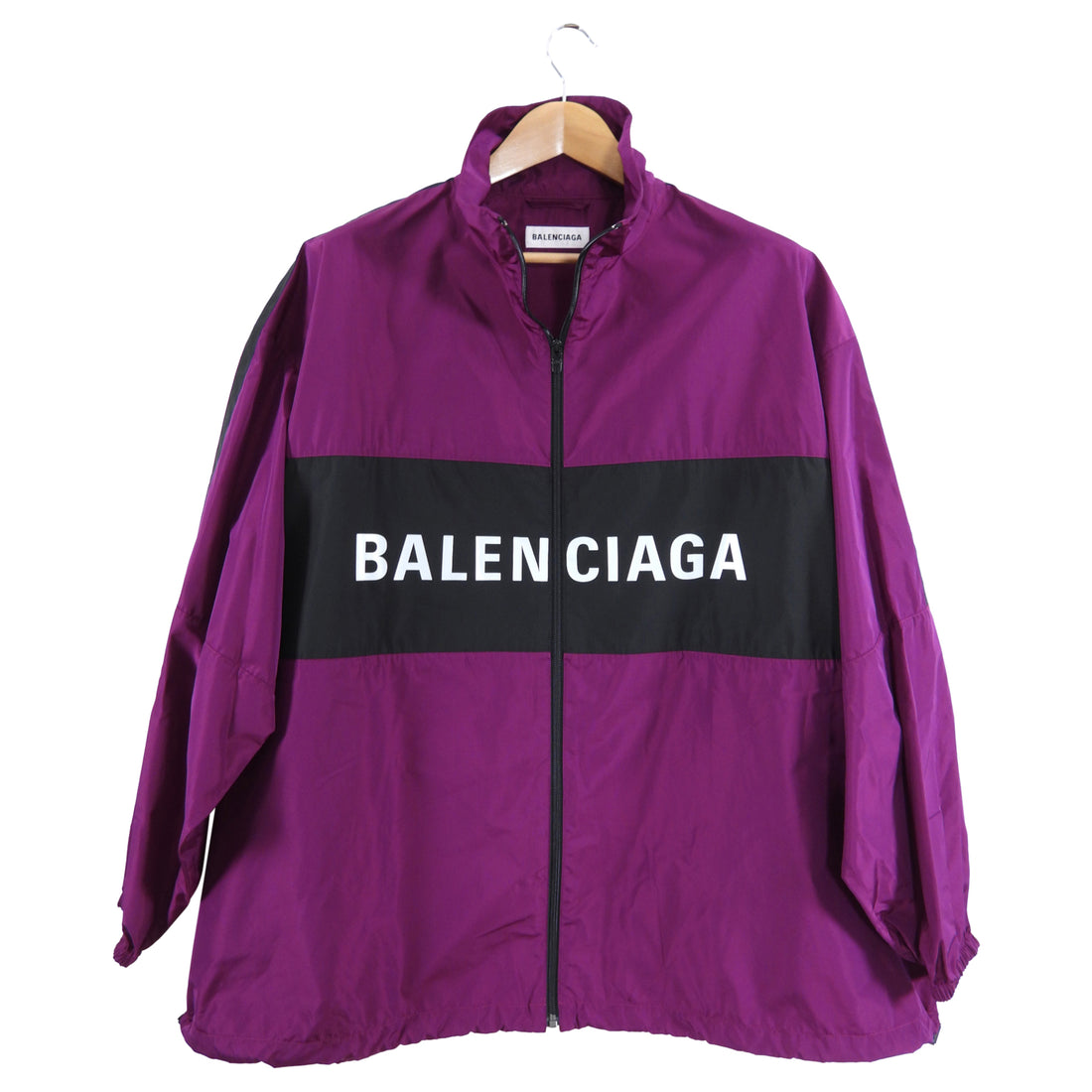 Balenciaga Magenta Purple Logo Zip Windbreaker Jacket