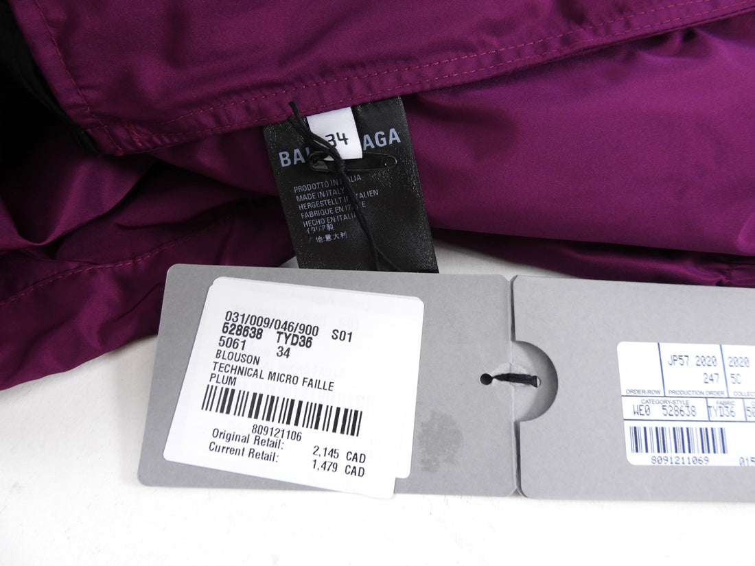 Balenciaga Magenta Purple Logo Zip Windbreaker Jacket