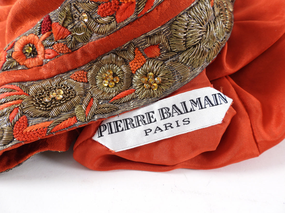 Pierre Balmain 1990's Vintage Haute Couture Red Chinese Style Pant Suit - FR38