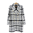 Balmain Black White Tweed Coat with Gold Buttons - FR40 / 8 / M