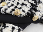 Balmain Black White Tweed Coat with Gold Buttons - FR40 / 8 / M