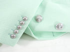 Balmain Mint Green Linen Blend Blazer with Silver Buttons - USA 12
