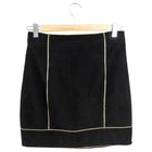 Balmain Black Suede Mini Skirt with Gold Trim - FR36 / USA 4