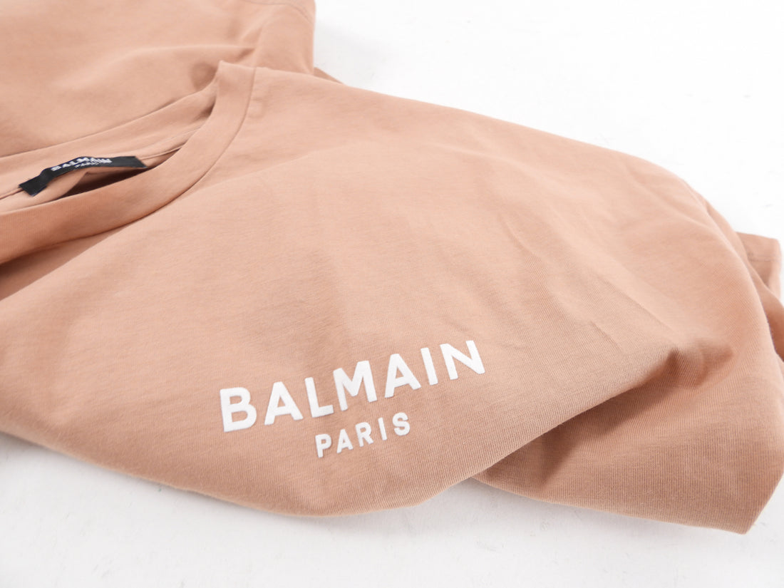 Balmain Nude / Quartz Pink Logo Tee - S