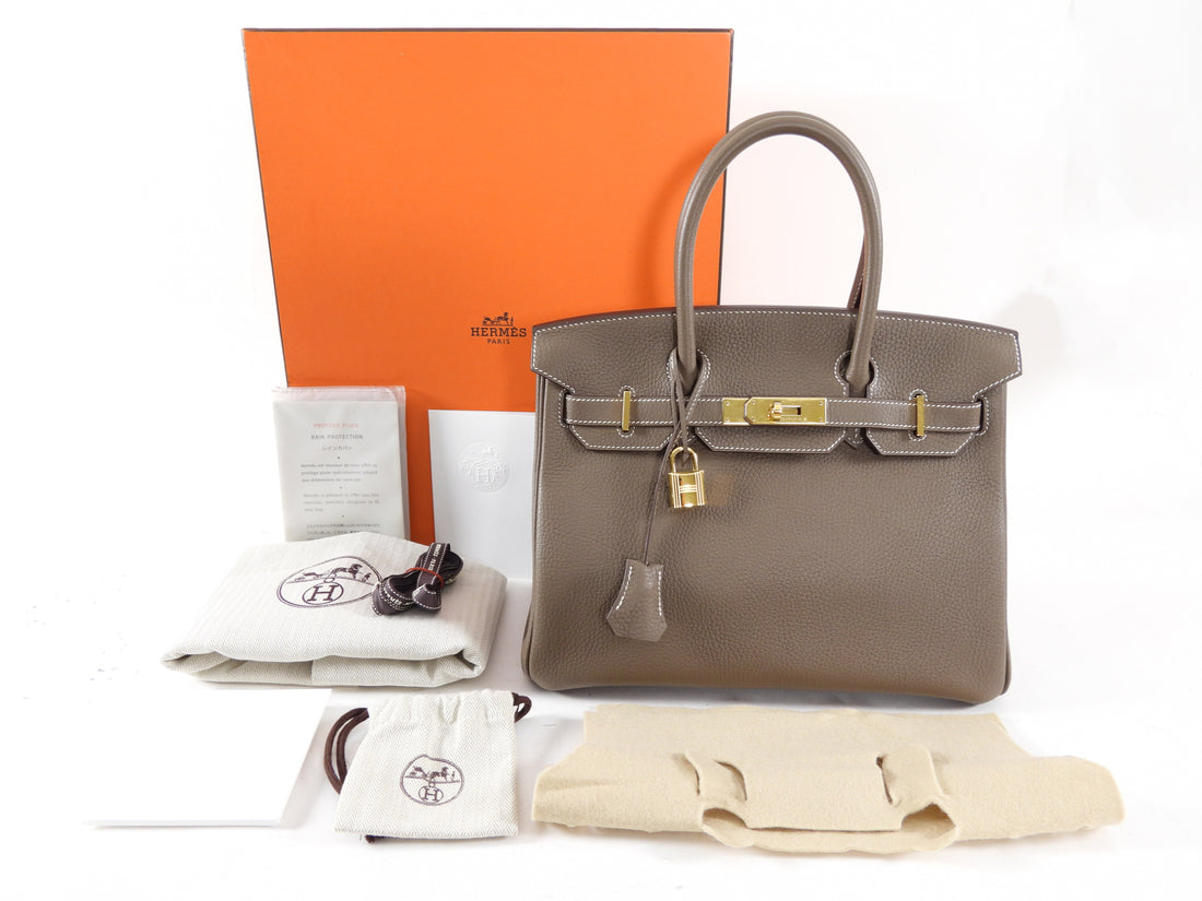 Hermes Birkin 30 Etoupe Taurillon Clemence GHW 2021
