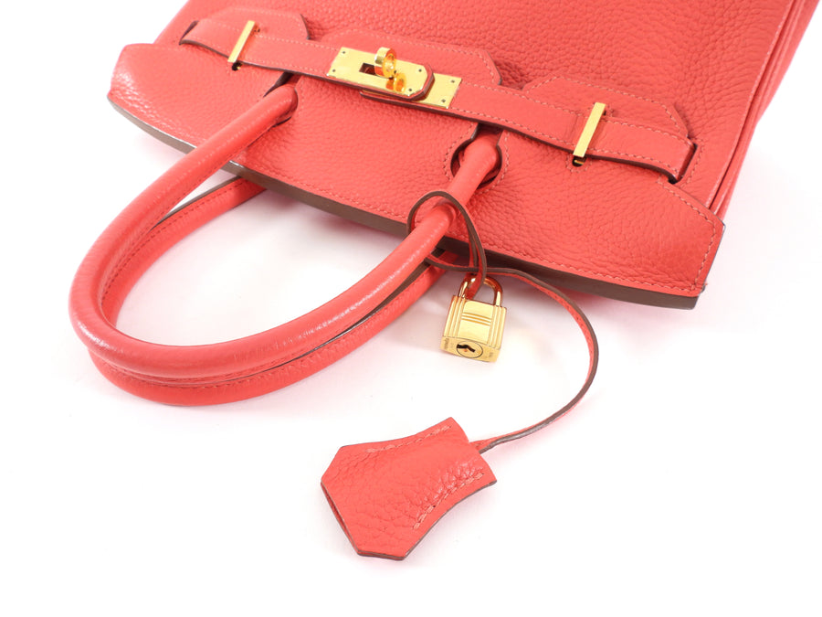 Hermes Birkin 30 Taurillon Clemence Leather Pink Rose Jaipur Bag GHW
