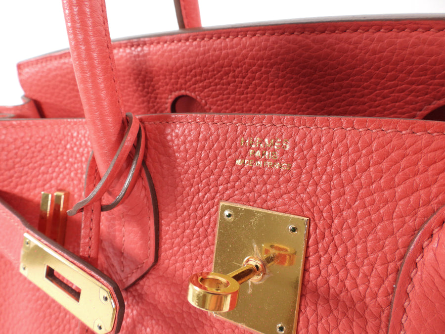 Hermes Birkin 30 Taurillon Clemence Leather Pink Rose Jaipur Bag GHW