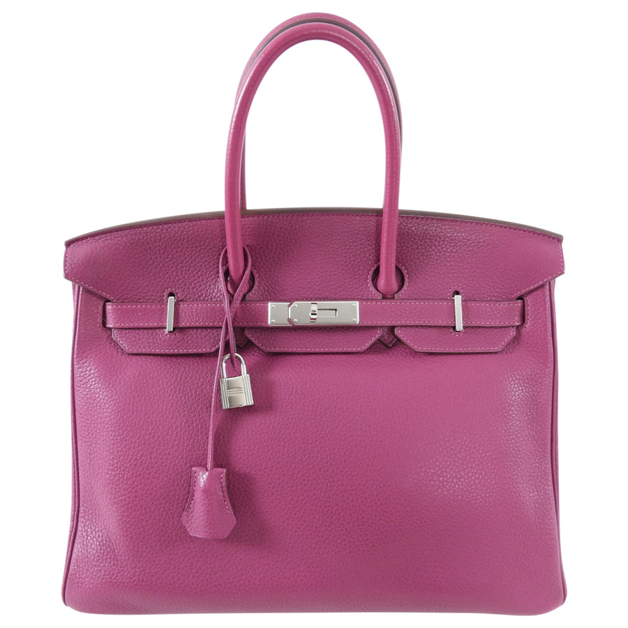 Hermes Birkin 35 Clemence Tosca Magenta Leather PHW Bag