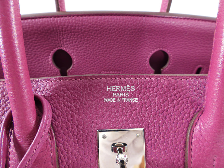 Hermes Birkin 35 Clemence Tosca Magenta Leather PHW Bag