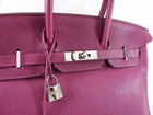 Hermes Birkin 35 Clemence Tosca Magenta Leather PHW Bag