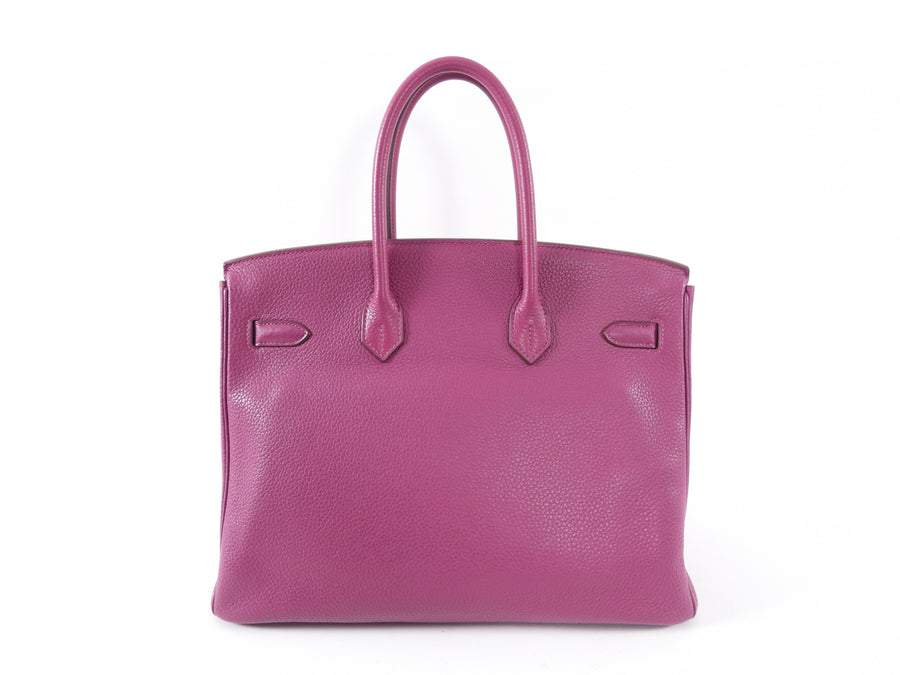 Hermes Birkin 35 Clemence Tosca Magenta Leather PHW Bag