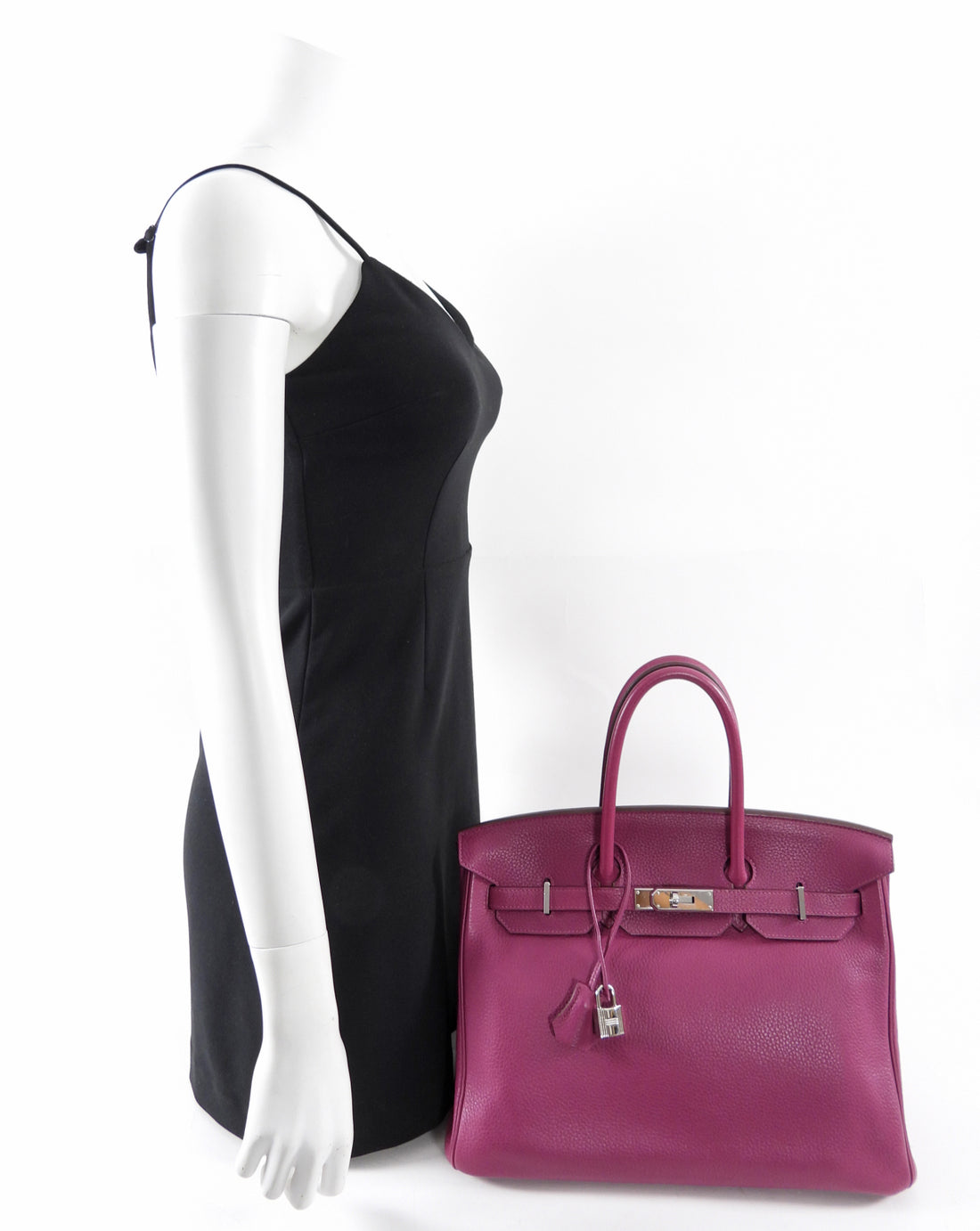 Hermes Birkin 35 Clemence Tosca Magenta Leather PHW Bag