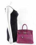 Hermes Birkin 35 Clemence Tosca Magenta Leather PHW Bag