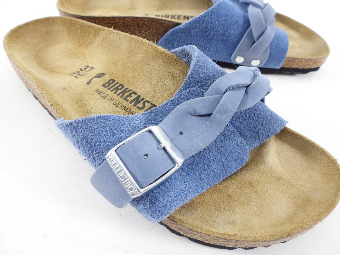 Birkinstock Blue Suede Braided Pula Sandals - 37