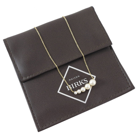 Birks 18k Yellow Gold 5 Freshwater Pearl Horizontal Bar Necklace