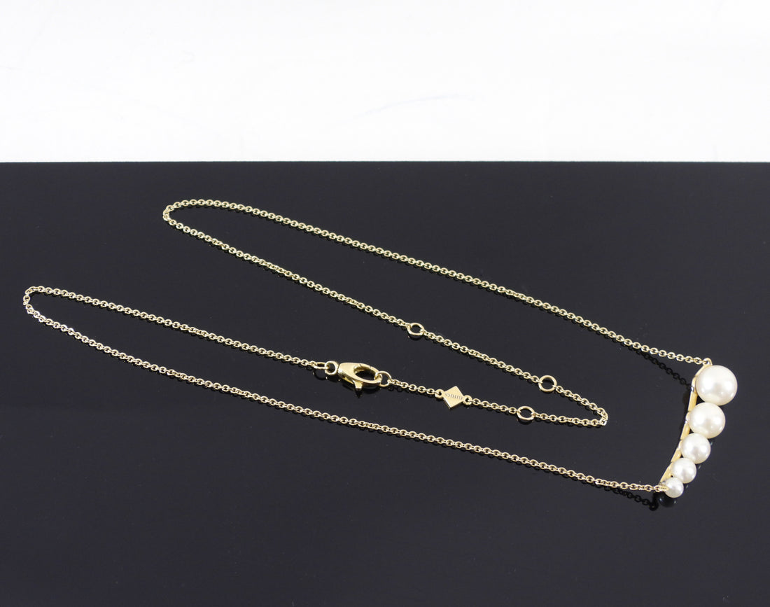 Birks 18k Yellow Gold 5 Freshwater Pearl Horizontal Bar Necklace