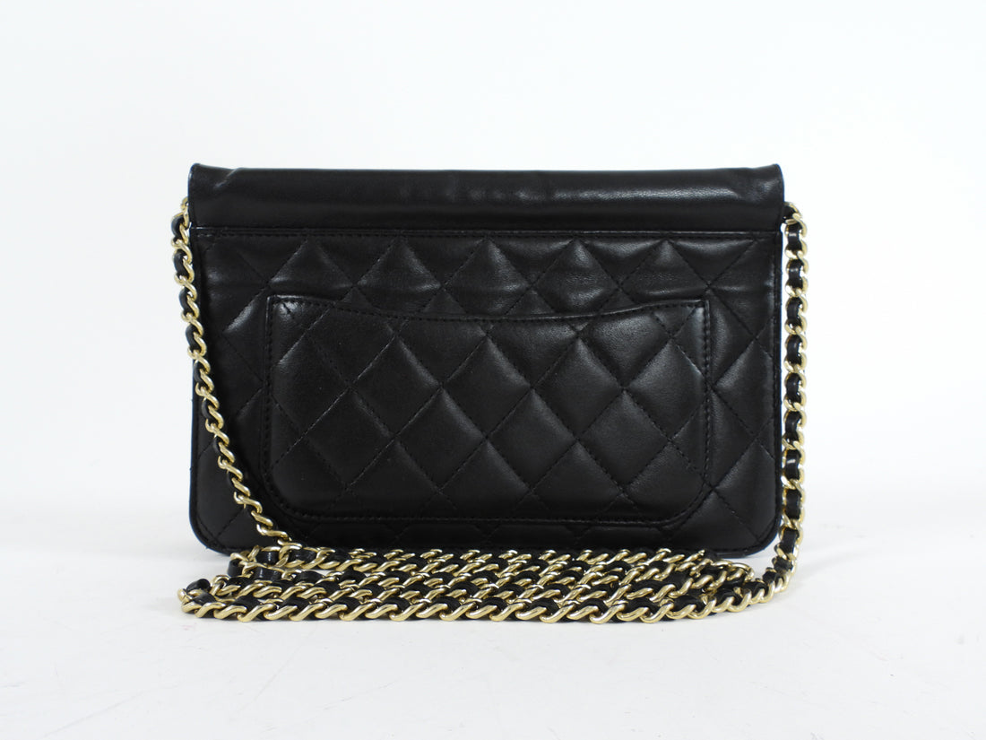 Chanel Small Black Quilted Leather Crossing Times Crossbody Bag