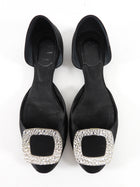 Roger Vivier Black Satin Chips Strass Flat Shoes - 36 / 36.5