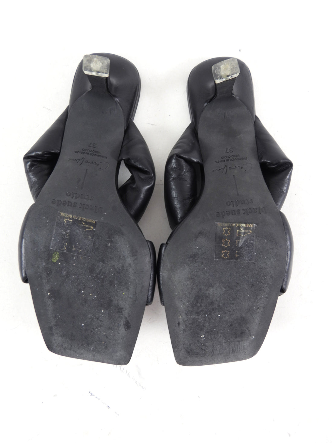 Black Suede Studio Puff Heel Sandals - 37