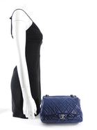 Chanel Navy Blue Quilted Medium Trapeze Accordion Flap Bag