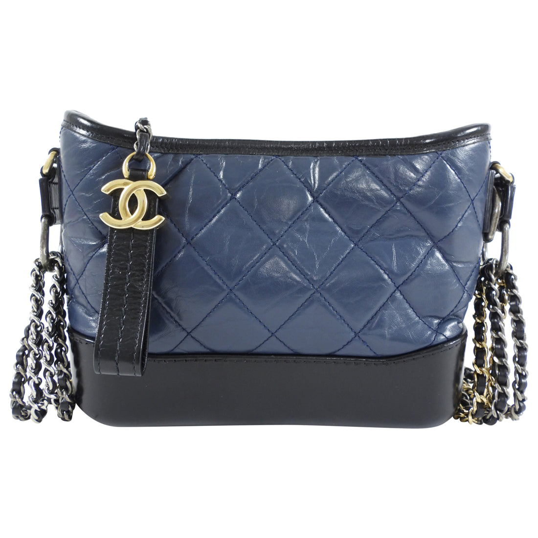 Chanel Small Navy and Black Quilted Gabrielle Chain Bag
