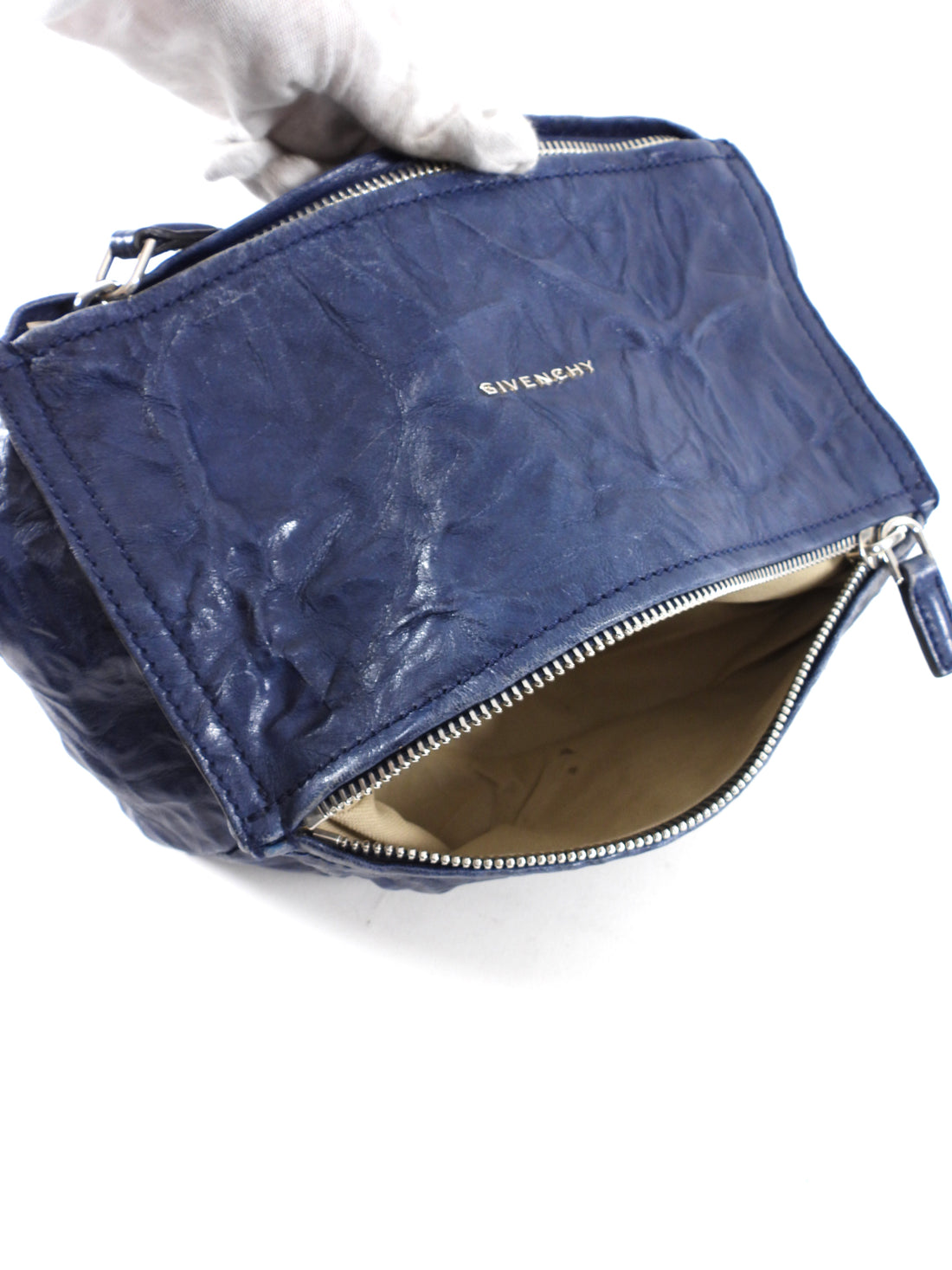 Givenchy Navy Blue Aged Pepe Leather Pandora Bag
