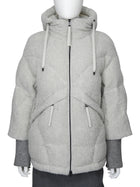 Bogner Light Grey Sheryl Hooded Boucle Wool Puffer Ski Jacket - US 6 / S