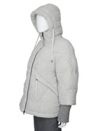 Bogner Light Grey Sheryl Hooded Boucle Wool Puffer Ski Jacket - US 6 / S