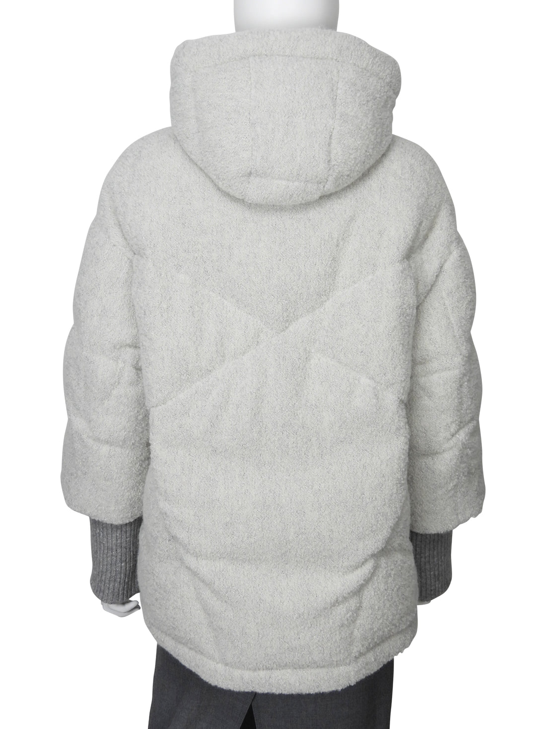 Bogner Light Grey Sheryl Hooded Boucle Wool Puffer Ski Jacket - US 6 / S