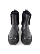 Bogner Black Grained Leather and Shearling Arosa Platform Chelsea Boot - 37