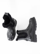 Bogner Black Grained Leather and Shearling Arosa Platform Chelsea Boot - 37