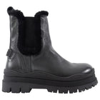 Bogner Black Grained Leather and Shearling Arosa Platform Chelsea Boot - 37