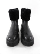 Bogner Black Leather and Shearling Turin 6 Lug Ankle Boot - 37