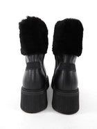 Bogner Black Leather and Shearling Turin 6 Lug Ankle Boot - 37